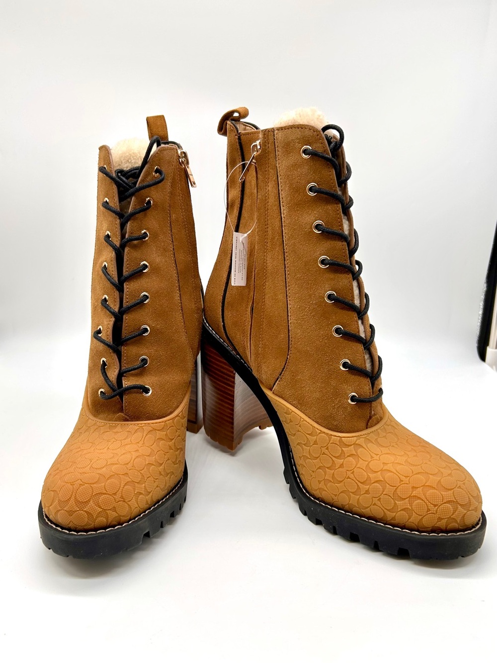 NEW Coach Haven Suede Boots – Raw Umber/Natural – Size 11B